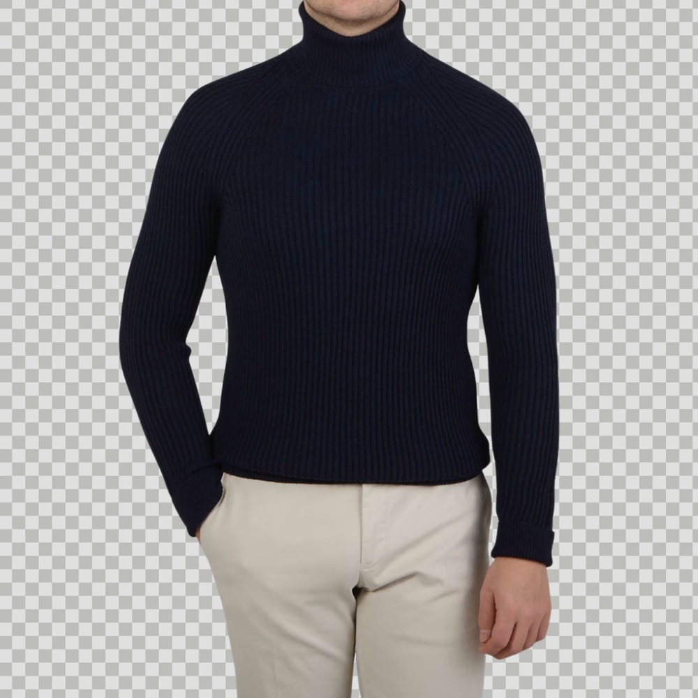 Zanone Virgin Wool Navy Turtle Neck Sweater Size 48 M